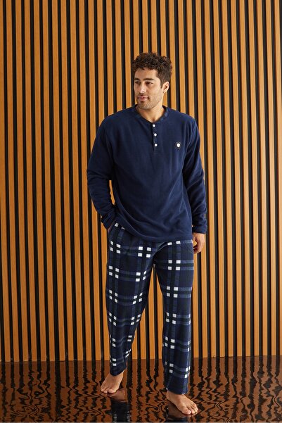 Pijamoni Tissue Plaid Fleece Men's Pajama Set
