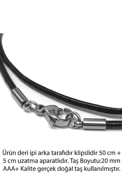 Tesbih Atölyesi Certified Leather String Natural Crystal Quartz Stone Necklace