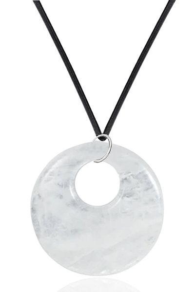 Tesbih Atölyesi Certified Leather String Natural Crystal Quartz Stone Necklace