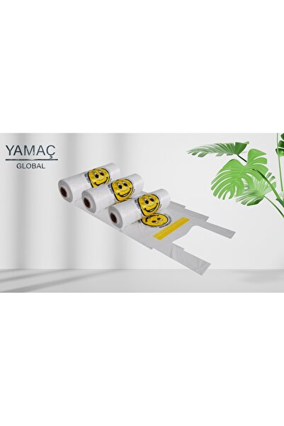 YAMAÇ GLOBAL 3 ADET Orta Boy Gülenyüz Manav Poşeti Hışır Atlet Poşet Rulo Mat Poşet