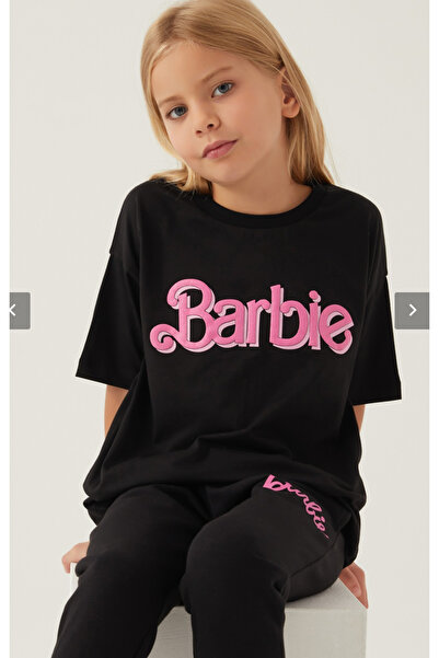 Barbie Girl's Barbie Black Cotton T-shirt