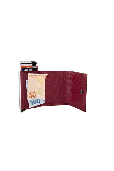 Walle's Polo Vivaldi Rfid Protected Men's Card Holder Wallet with Coin Eyes and Automatic Mechanism with Snap Fasteners
