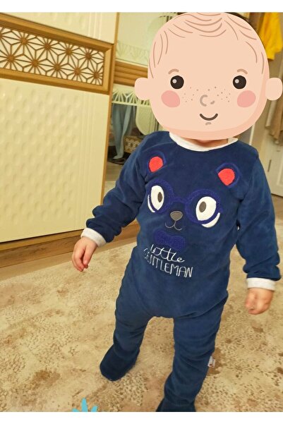 Sevnur Baby Erkek Bebek Kadife Gözlüklü Uyku Tulum