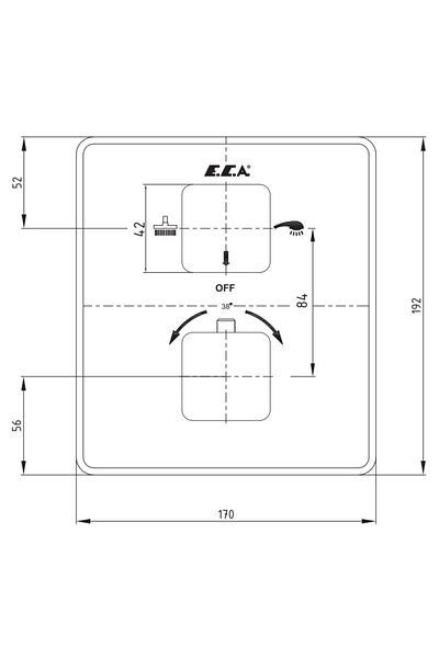 Eca Thermostatic Built-in Bathroom Faucet Surface Mounted 2 Way102167216-KDE
