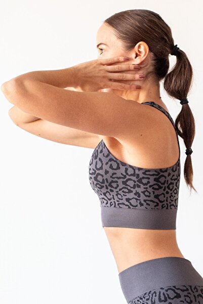 FEELAMORE Seamless Leopard Casual Crop Top, Bustier