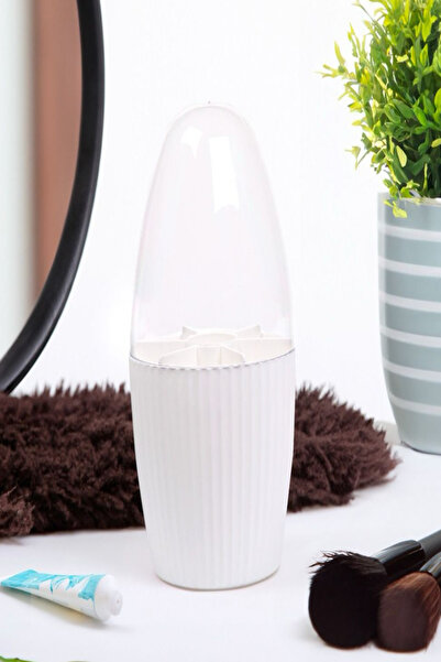 Bayev Λευκό πινέλο μακιγιάζ και οργανωτή καλλυντικών 7 θέσεων Συλλεκτική οργάνωση με διαφανές καπάκι