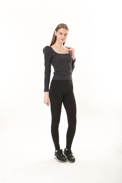 Avones Women's Square Neck Long Sleeve Blouse-body Anthracite