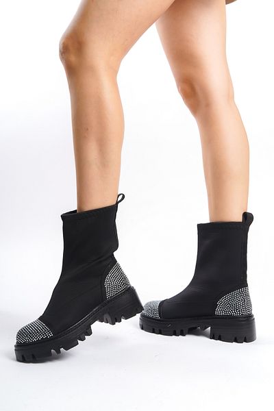 Moda Değirmeni Γυναικείες Stretch Μποτάκια Black Stone BG1091-116-0009