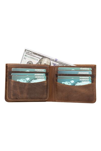 PLM Paul Leather Wallet and Card Holder, 12 Card Compartments, Antique Brown