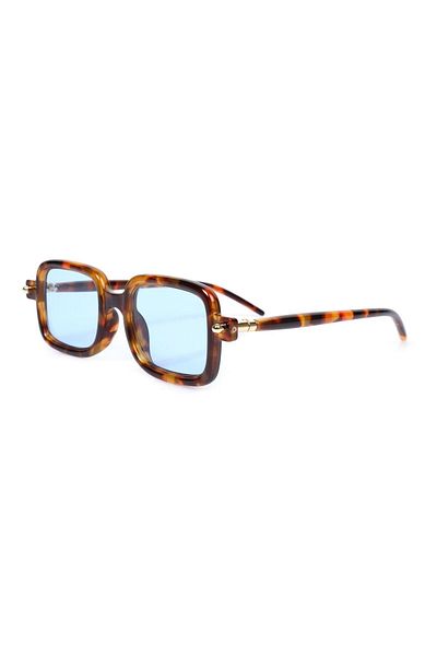 Angel Eyes Women's Sunglasses Rectangle Leopard Frame Blue Glass