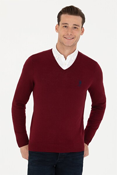 U.S. Polo Assn. Ανδρικό πουλόβερ Claret Red Basic