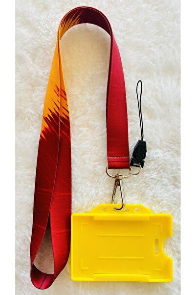 Staffy Sarı-Kırmızı Boyun Askı İpi ve Kartlık