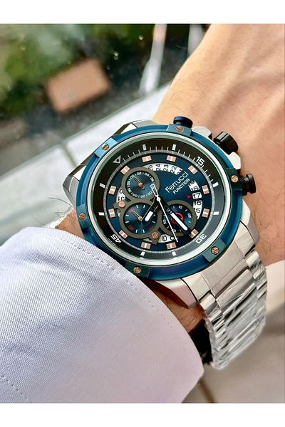 Ferrucci Men's Multifunctional Metal Band Wristwatch