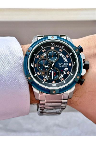 Ferrucci Men's Multifunctional Metal Band Wristwatch