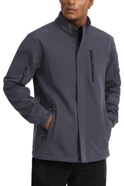 GHASSY CO. Men's Fleece Stand Collar Water and Windproof Softshell Jacket