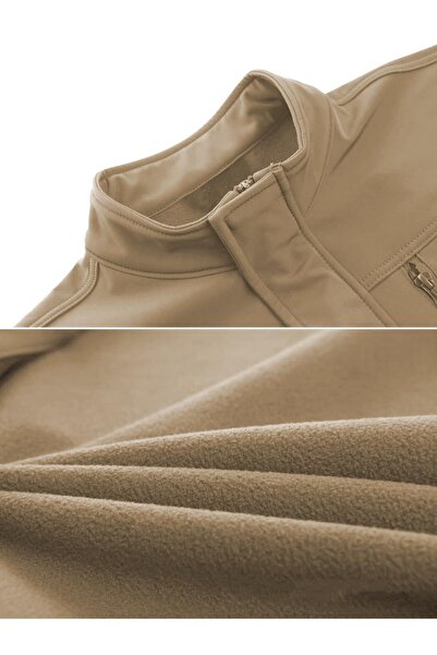 GHASSY CO. Jachetă softshell pentru bărbați, cu guler din lână, rezistentă la apă și vânt