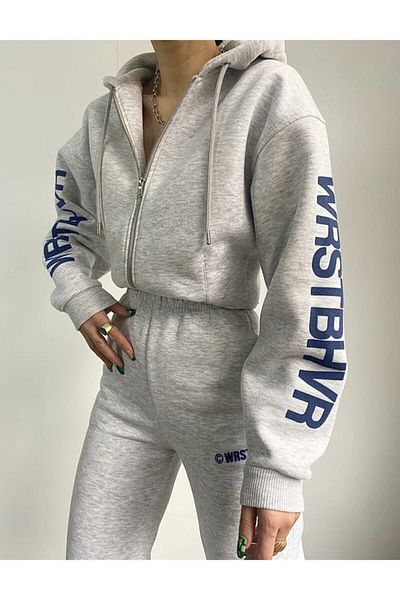npLStore Wrst Printed Zippered Karmelange Indigo Tracksuit Set