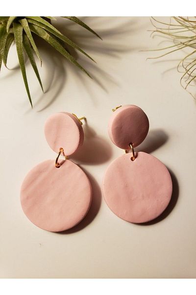 TREND Powder Pink Hypoallergenic Lightweight Water Resistant Dangle Polymer Earrings