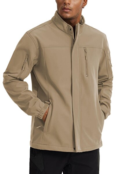 GHASSY CO. Jachetă softshell pentru bărbați, cu guler din lână, rezistentă la apă și vânt