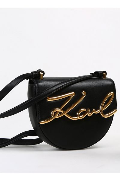 Karl Lagerfeld Black Women's 21X18X6 cm Leather Crossbody Bag 235W3060997