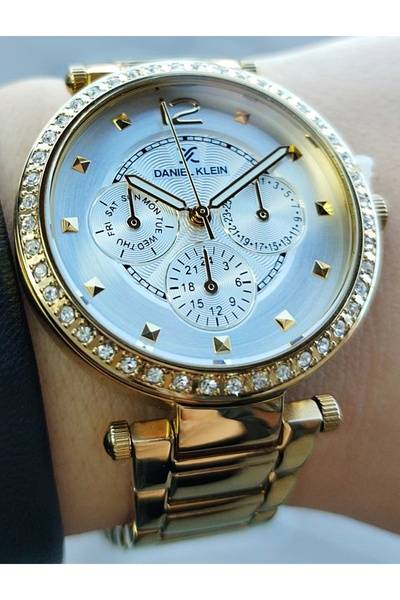 Daniel Klein Gold Kadın Kol Saati 3 Atm Su Geçirmez Paslanmaz Çelik Makine Ga...