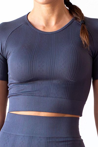 FEELAMORE Active Seamless Patterned Crop Top, Bustier Tshirt