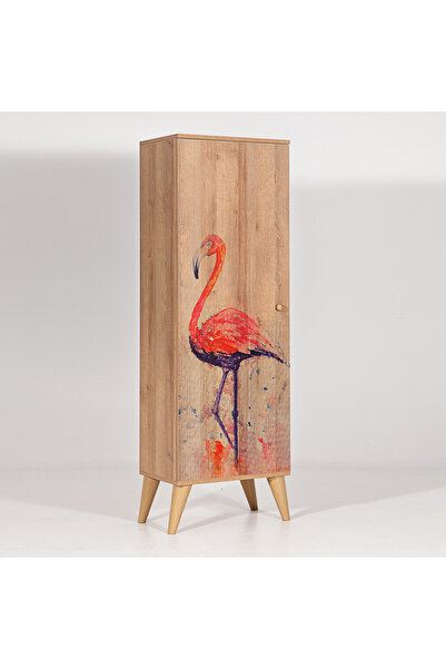 MOBETTO Bingo Flamingo / 8 Raflı Tek Kapaklı Çok Amaçlı Mutfak Dolabı Banyo D...