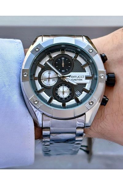 Ferrucci Men's Multifunctional Metal Band Wristwatch
