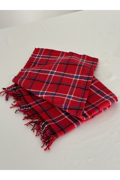 zetro Unisex Çizgili Desen Renkli Püsküllü Yumuşak Atkı