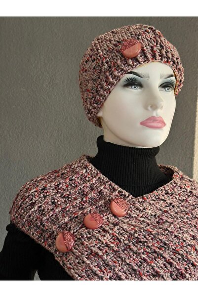 Gönülden Tasarım Ручно в'язаний комплект шапки та шарфа з ґудзиками