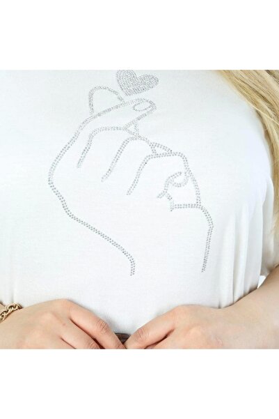 ModaSehle Women's Plus Size White Stone Detailed Blouse