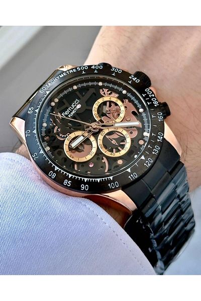 Ferrucci Men's Multifunctional Metal Band Wristwatch