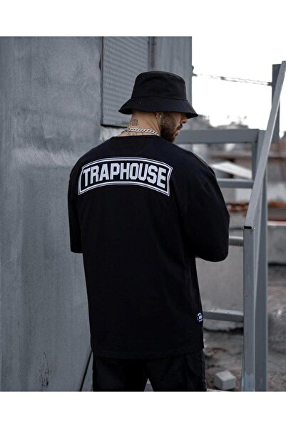 Adrift Tricou pentru bărbați, negru, cu imprimeu Trap Hause, cu decolteu circ...