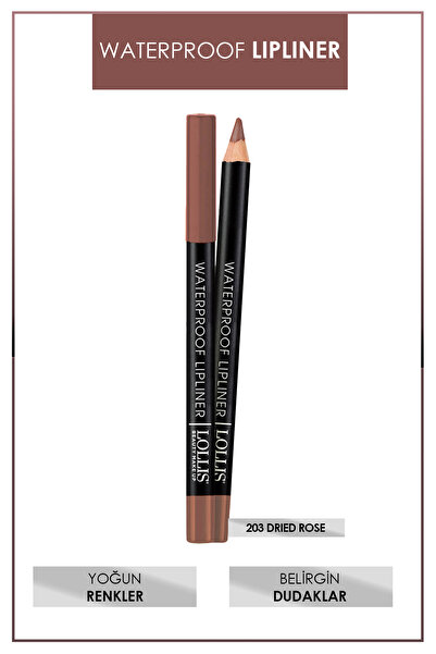 Lollis Waterproof Lipliner 203 Dried Rose / Suya Dayanıklı Dudak Kalemi 203 D...