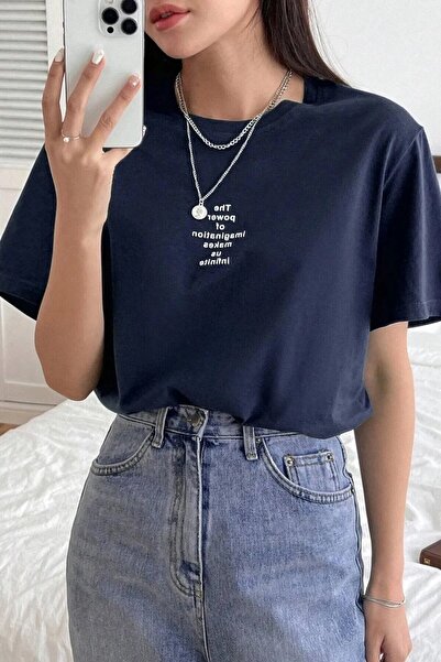 Adrift Unisex Navy Blue The Power Of Printed Oversize