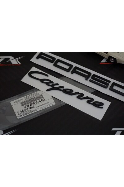 EDEXPORT Porsche Cayenne Bagaj 3M 3D ABS Yazı Logo Siyah Amblem Seti