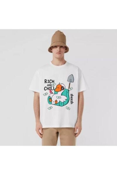 Adrift Muška bela majica Rich And Chill Štampano Oversize kroj okrugla kragna