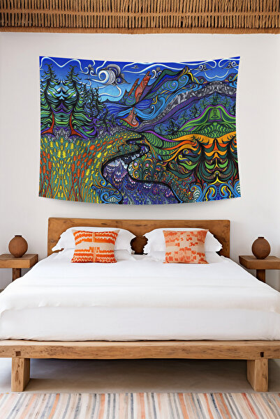 depdekor Duvar örtüsü duvar halısı dijital baskı tapestry "Psychedelic Trippy...