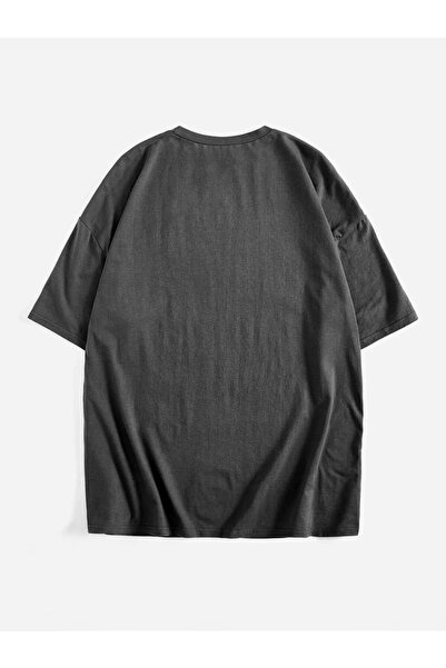 Adrift Ανδρικό Γκρι Oversize Τ-shirt με Λαιμόκοψη Crew Neck