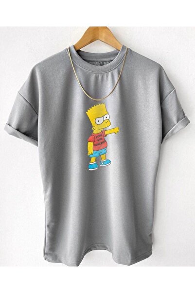 Adrift Muška siva majica Bart Simpson Štampano Oversize kroj okrugla kragna