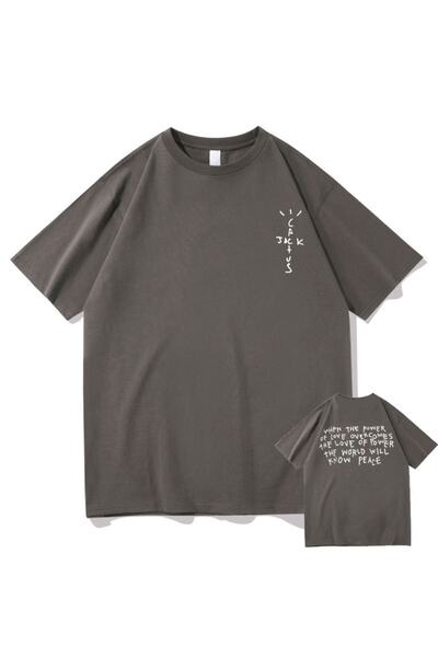 Adrift Ανδρικό μπλουζάκι Anthracite Cactus Jack με στάμπα Oversize Crew Neck