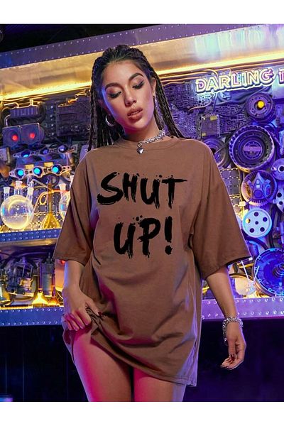 MOONBULL Unisex oversize tričko s potiskem Shut Up