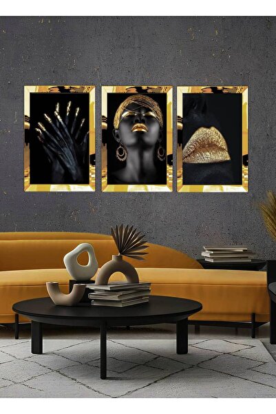 avm19 Pleksi Çerçeveli Afrikali Kadın Tablo 3lü