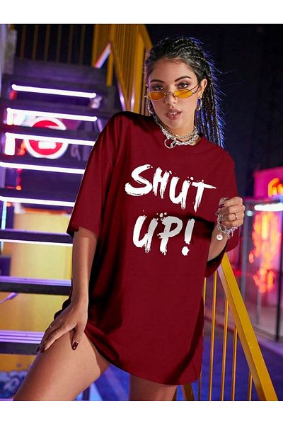 MOONBULL Μπλουζάκι Unisex Oversize Shut Up με στάμπα