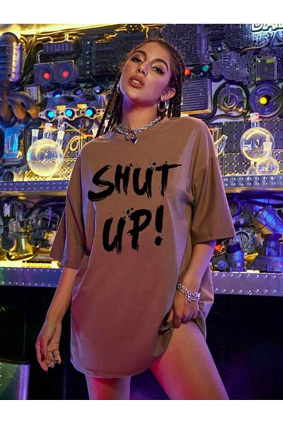MOONBULL Unisex oversize tričko s potiskem Shut Up