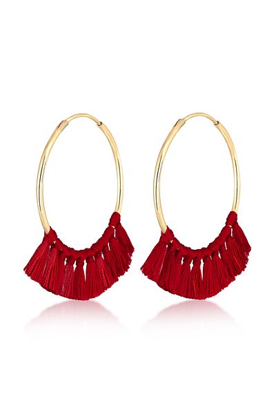 ELLI Ohrringe Creolen Quaste Quaste Festival Boho 925 Silber
