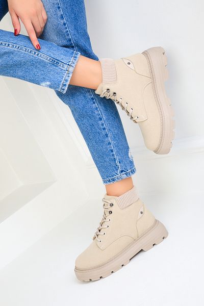 SOHO Beige Suede Women's Boots & Booties 18622