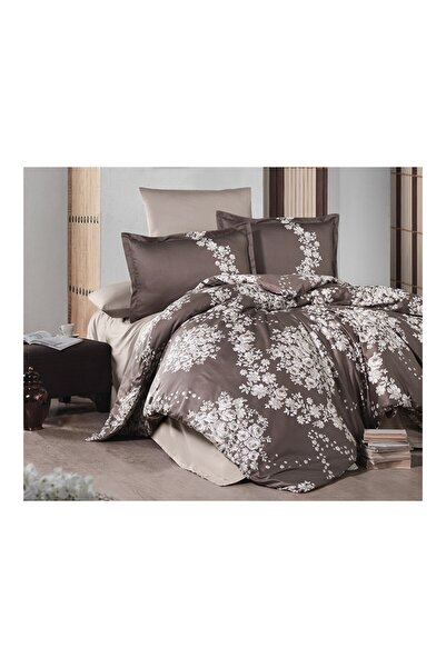 Clasy Σετ Παπλωματοθήκη Μονό ΡΙΓΕΤΟ ΣΑΤΕΝ (70*70)MELROSE BROWN V1