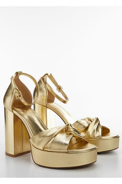 MANGO Woman Sandale cu toc metalic
