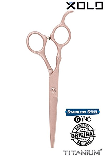 xolo Titanium Mat Gül Kurusu Saç Kesim Makası Düz Uçlu Profesyonel Kuaför XLQ...